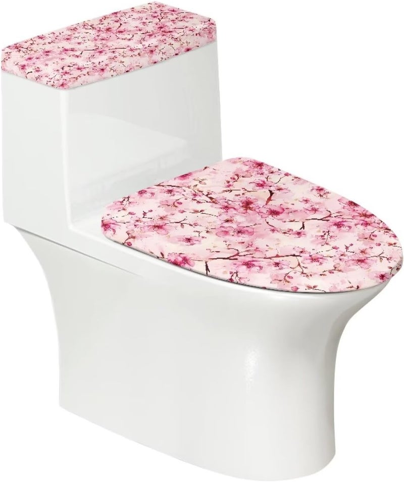 Kathyboom Cherry Blossom Toilet Tank Lid Cover Splash Resistant Toilet Tank Lid Covers Reusable Keep Dust Stain Off Toilet Lid Fit Most Round Elongated Oval Toilet Home Decor - Image 1